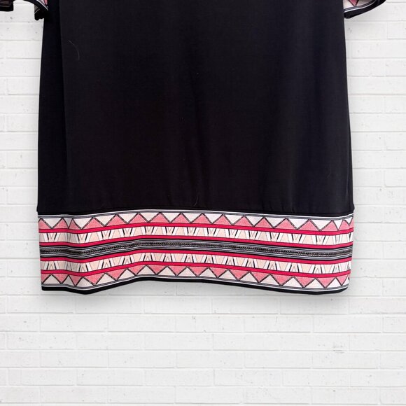 WHBM White House Black Market Pink Aztec Embroidered V-Neck Knit Shift Dress XS - Picture 3 of 6